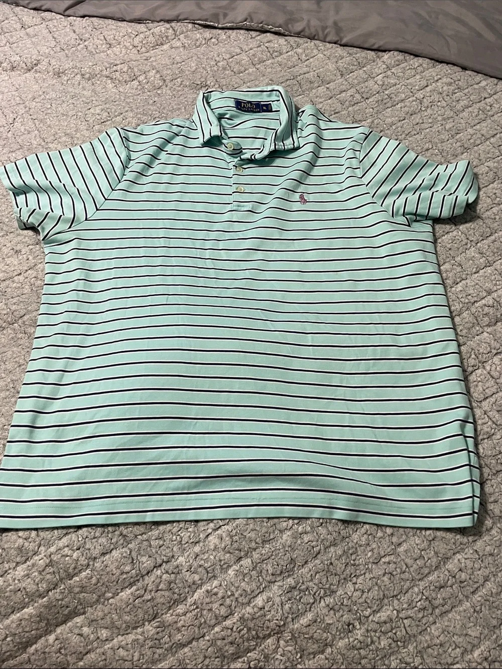 Ralph Lauren Mint Green Polo with Navy Stripes